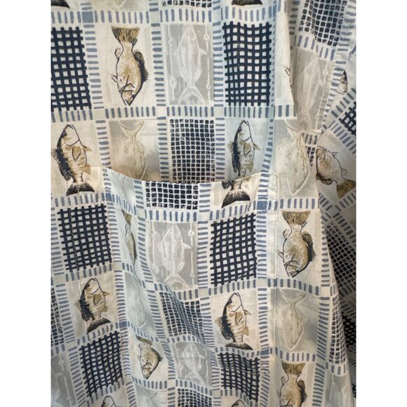 Field & Stream Button Up Shirt XL Fish Print Short Sleeve Blue White 100% Cotton - Picture 5 of 6